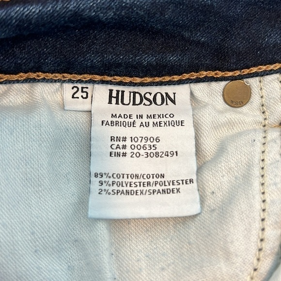 Hudson Bacara Crop Straight Cuffed Jeans Size 25 Extra Dark Whisker Wash - Picture 11 of 17